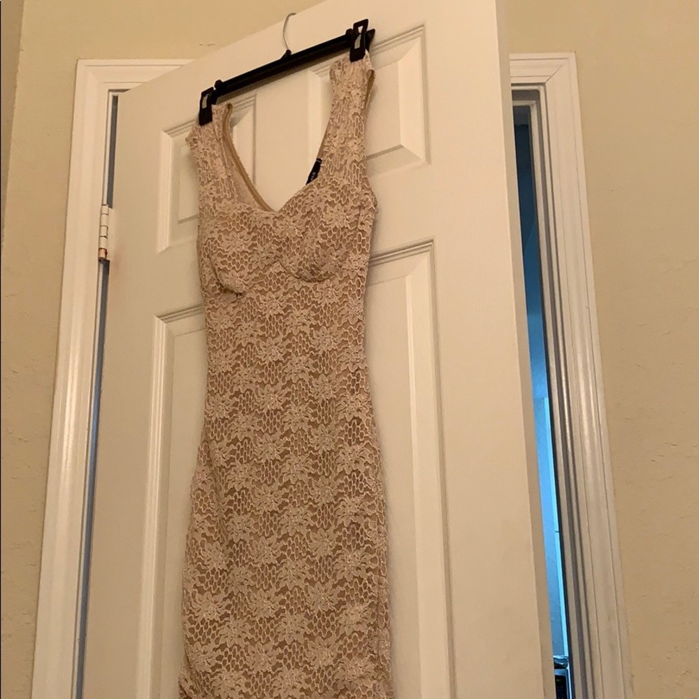 Shiny Tan Mini Dress